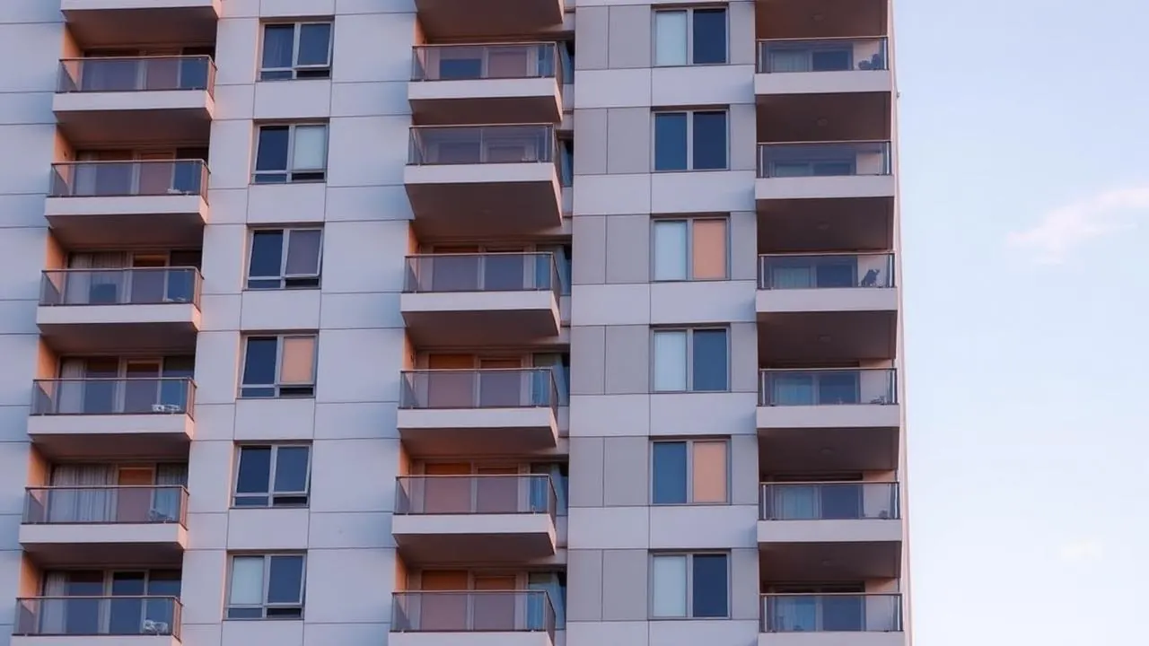 Fachada de edifício residencial moderno em São Paulo com sacadas, atendido pela Poder Absoluto.